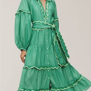 CeliaB Green Ruffled Midi Dress - Flame